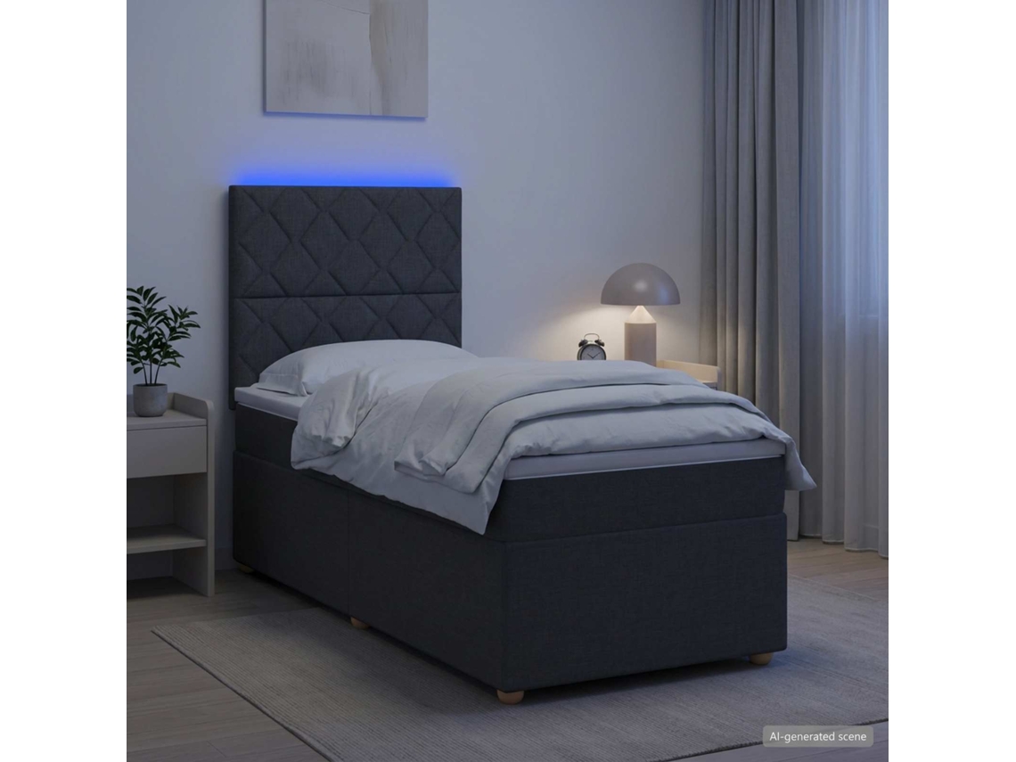 Vidaxl Cama Box Spring Com Colchão Cinzento-escuro 80 X 200 Cm Tecido