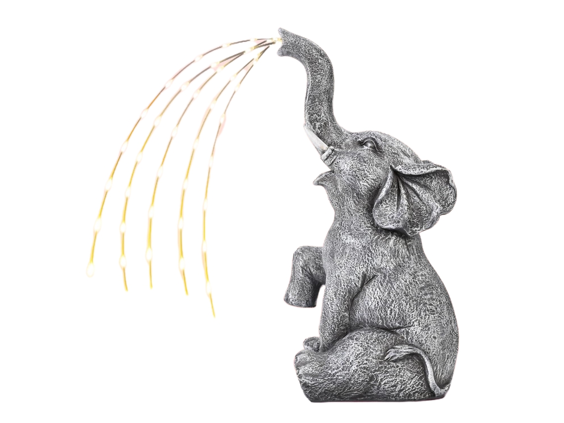 Decoração Solar de Jardim com Estátua de Elefante ZYBLSSBB