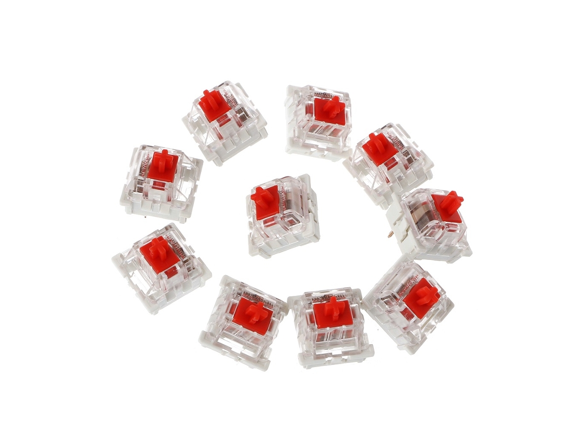 Conjunto de 10 switches Lurelia vermelhos para teclado mecânico, substitutos para Gateron E e Cherry MX.