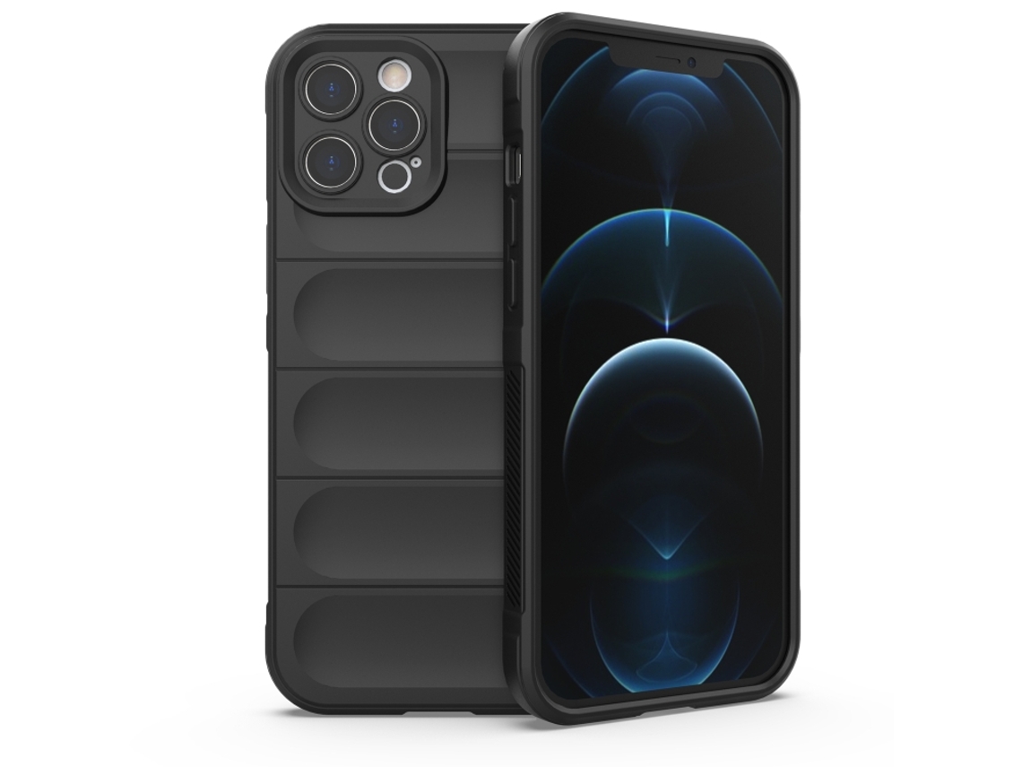 Capa Halinuia Para Iphone 12 Pro Max Magic Shield Tpu Preto (proteção Integral, Interior Em Flanela)