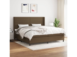 Vidaxl Cama Com Molas/colchão 200x200 Cm Tecido Castanho-escuro