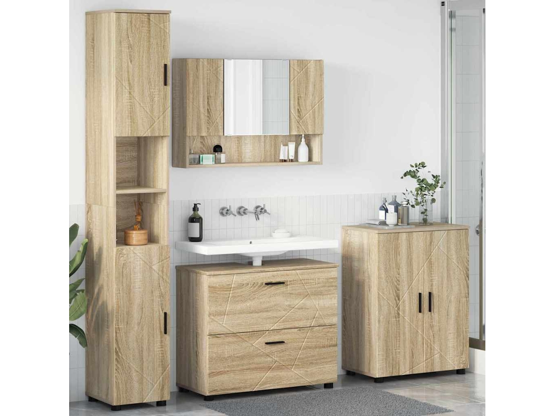 Vidaxl Conjunto De Móveis Para Banheiro 4 Unid. Carvalho Sonoma