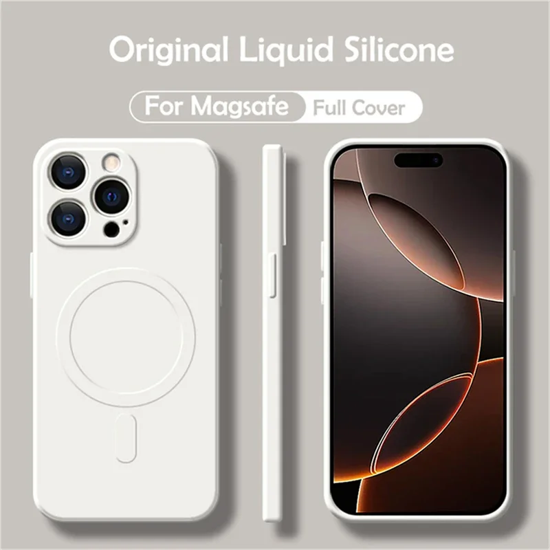 Capa Magsafe De Silicone Líquido (para Iphone 13 Pro Branco), Compatível Com Carregamento Sem Fio Magnético.