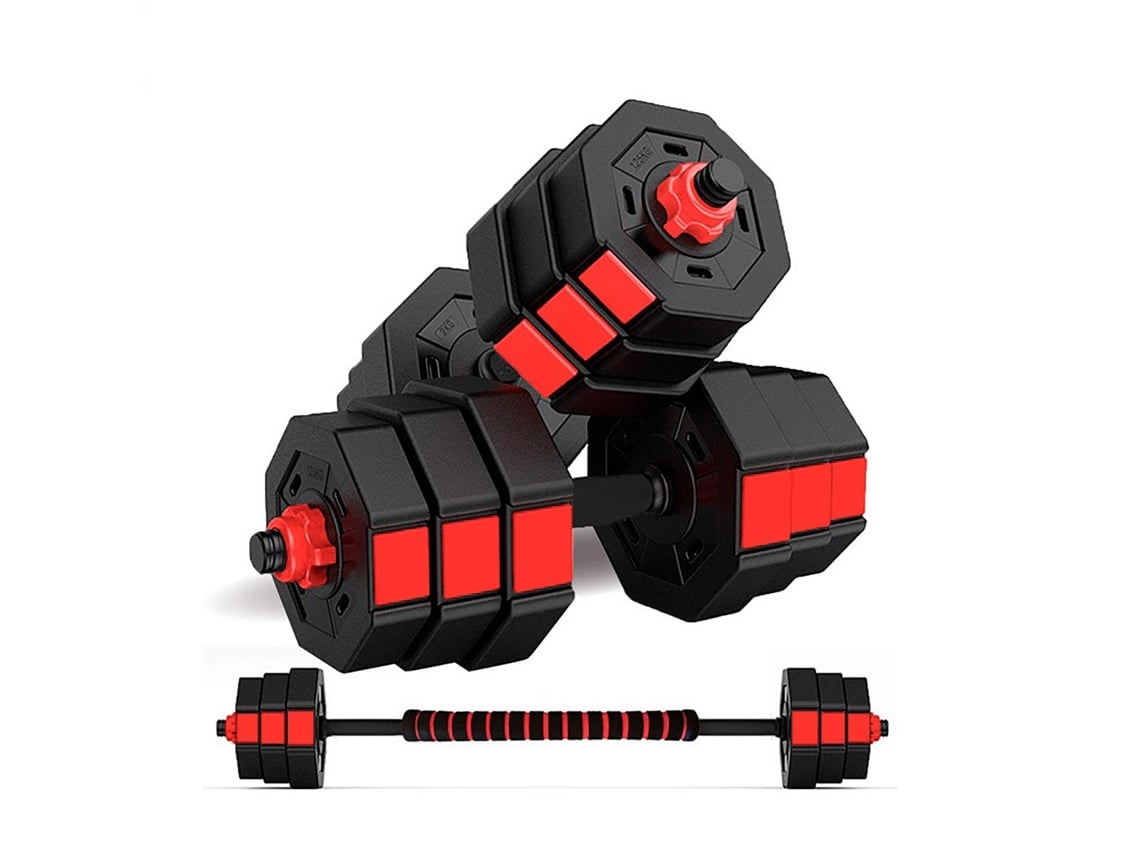 Conjunto De Halteres 2 Em 1 Octogonal De 10kg Fitness Tech