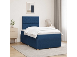 Vidaxl Cama Box Com Led E Colchão Azul 120 X 200 Cm Tecido