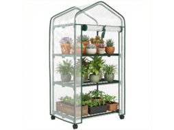 Mini Estufa de Jardim 3 Prateleiras com Rodízios BTFORUS (69x49x130cm) Transparente