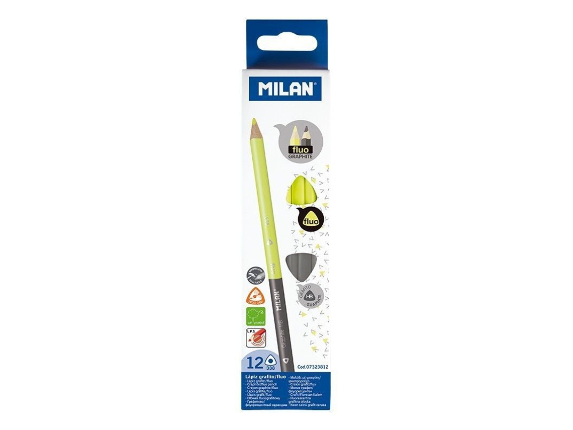 MILAN Caixa com 12 Lápis Fluo-Grafite Bicolores Triangulares