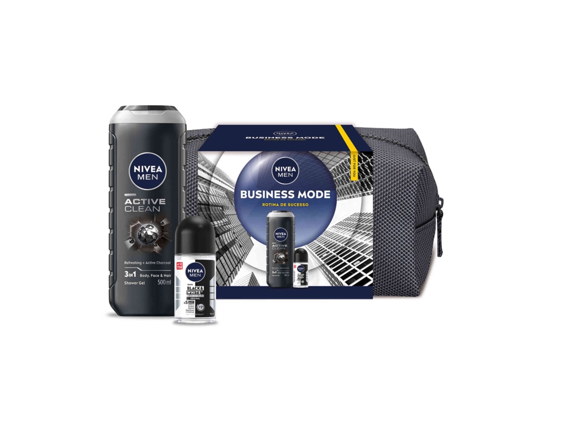 Kit de presente masculino preto e branco - Bolsa Nivea