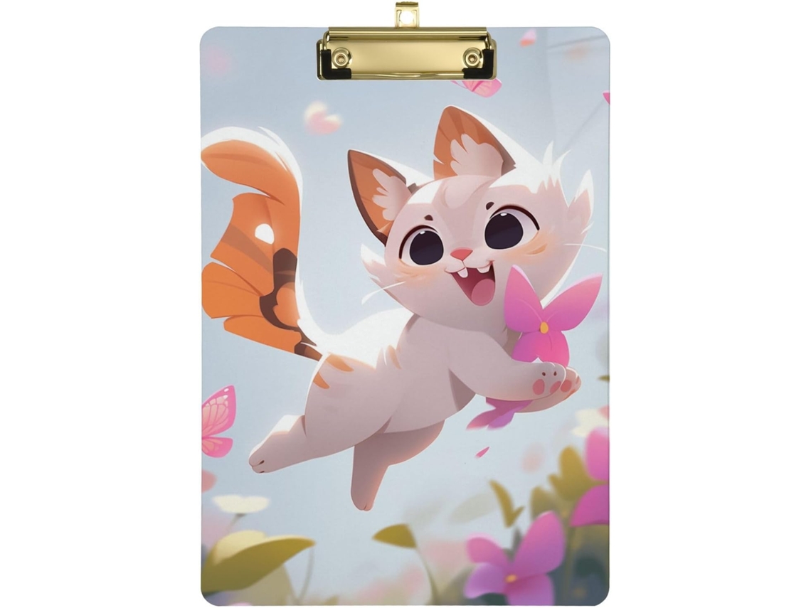 Gatinho Fofo E Happy Na Grama Com Céu Céu Ao Fundo, Placa Rígida, Prancheta Enfermagem Domiciliar