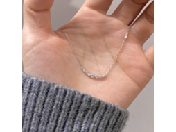 Colar Smile em Prata S925 com Pavé de Diamantes : Simples, Versátil, Requintado, Delicado e Moderno. MDUG (ouro Branco)