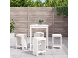 Conjunto Bar 5 Peças Para Jardim Pinho Maciço Branco Dkd Home Decor
