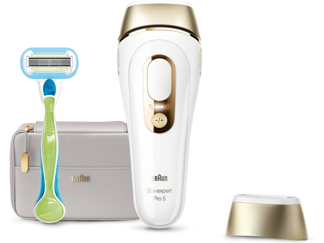 Depiladora Luz Pulsada BRAUN Silk·expert Pro 5 PL5054 (IPL - Multi-zonas - Branco e Dourado)