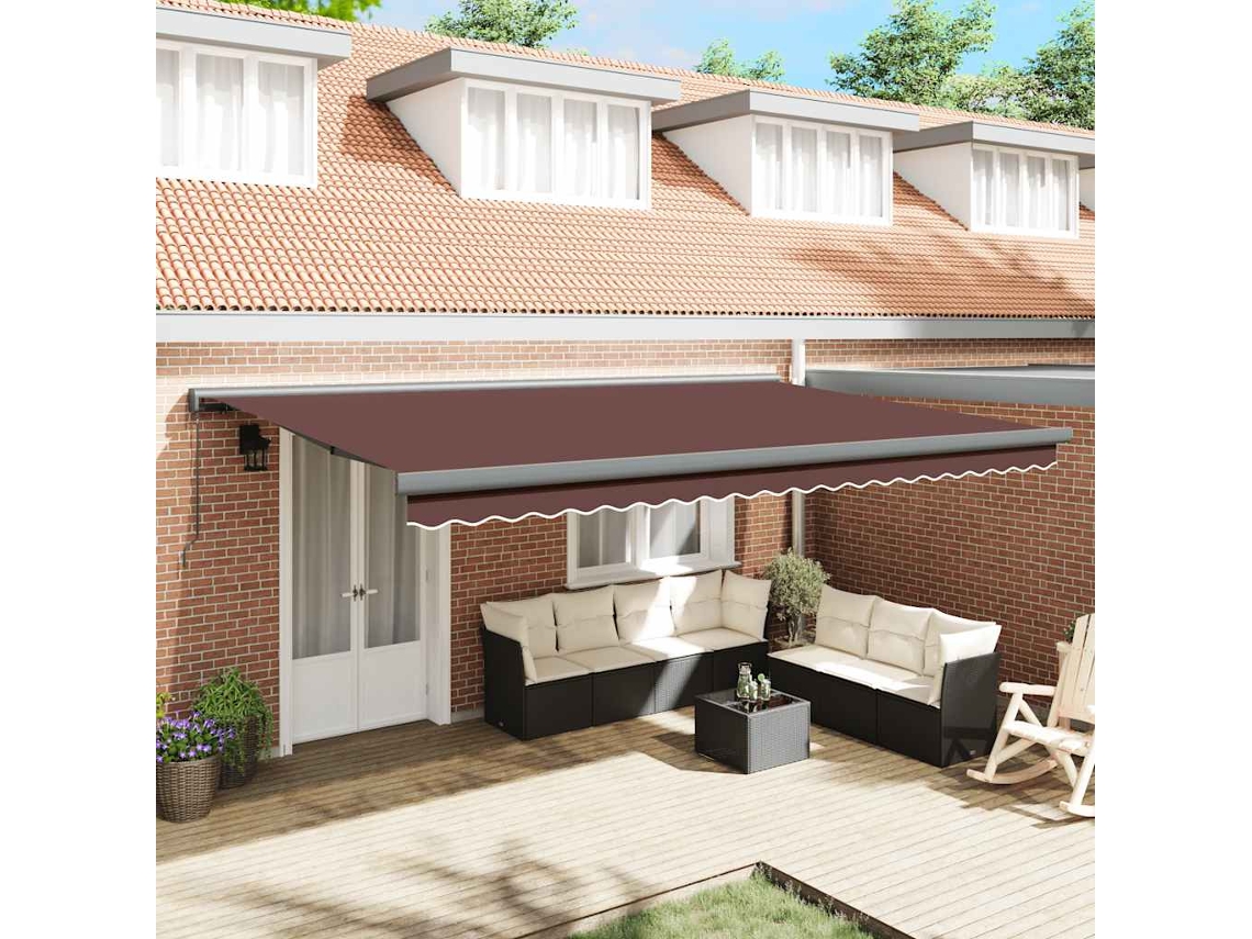 Vidaxl Toldo Retrátil Manual 500x300 Cm Castanho