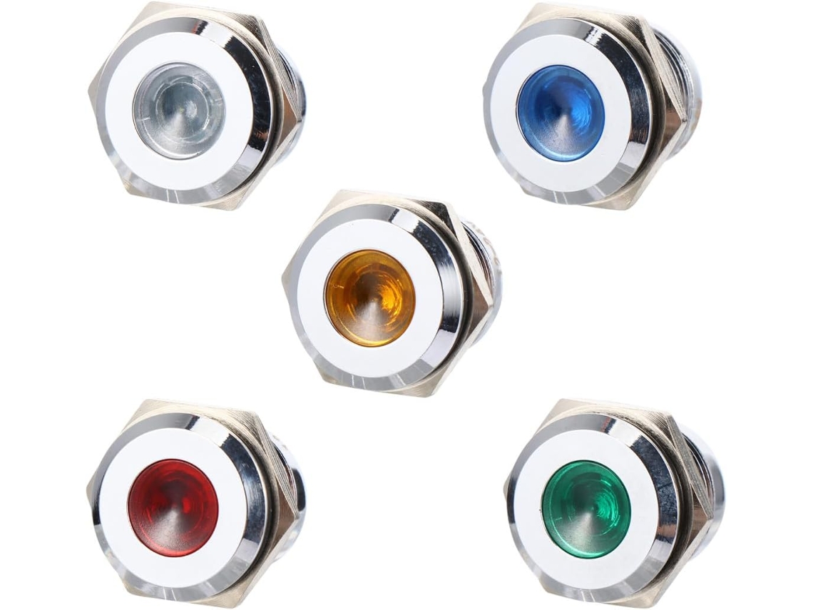 Kit Com 5-luzes Direcionais Metálicas Impermeáveis Cabilock De 16mm, Indicadores Led De 12v 24v Para Segurança