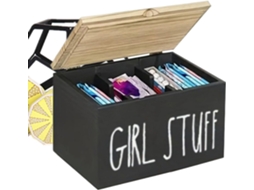Organizador De Banheiro - Porta-absorventes Com Divisórias, Organizador De Produtos Femininos De Madeira Com Tampa