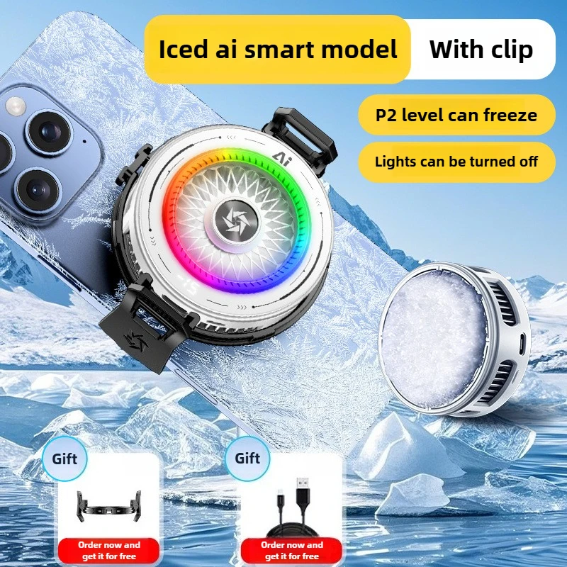 (branco) Radiador Com Ventoinha De Resfriamento Com Clipe Traseiro Magnético Semicondutor E Display Digital.