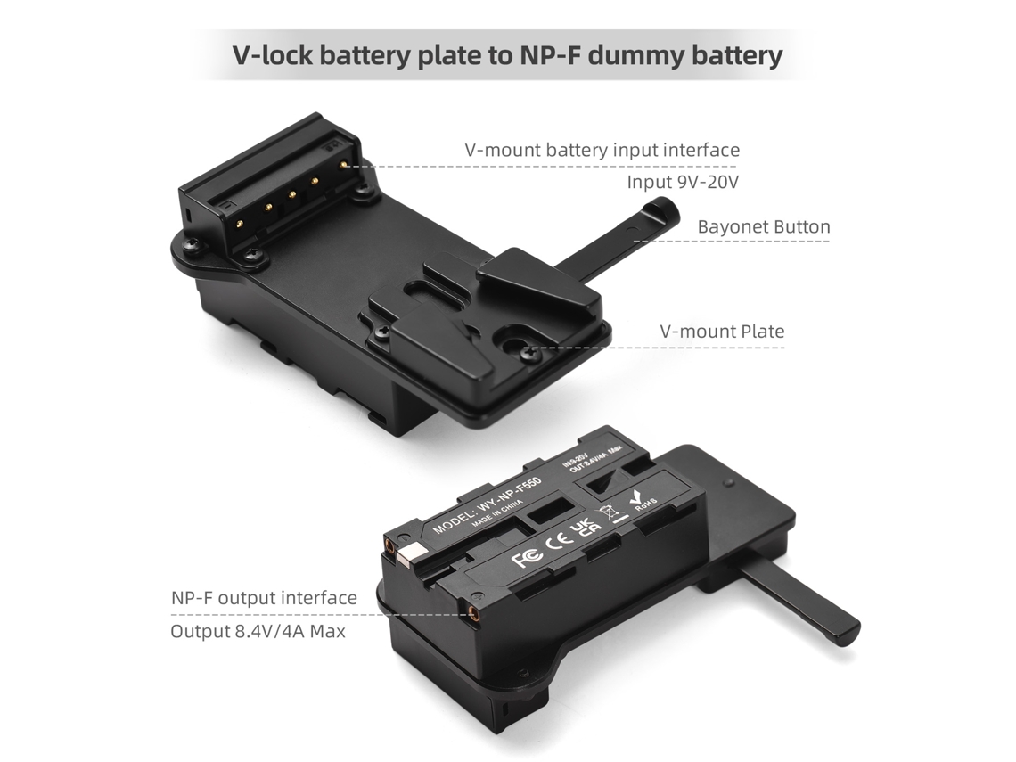 Placa De Batería V Mount Com Batería Dummy Np-f Para Câmeras Sony Nx5 Trv1 Hvr-z1c Fx7e