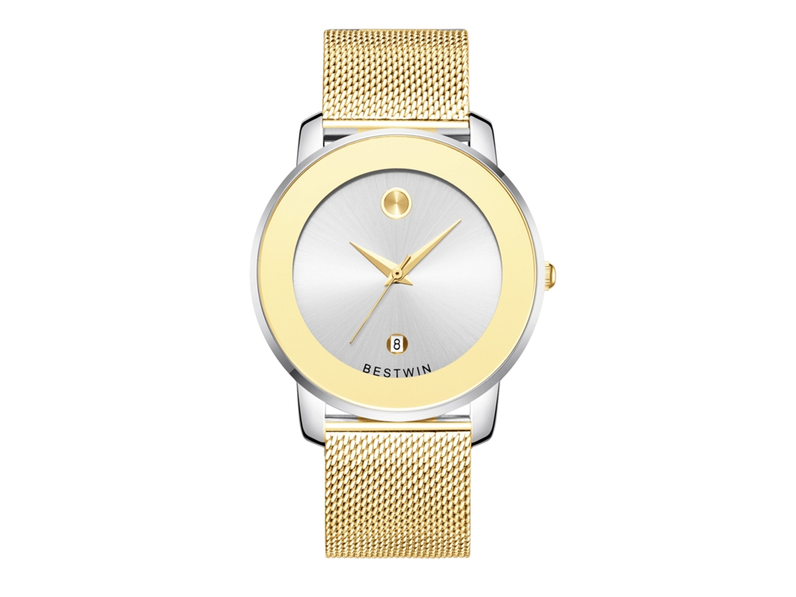 Relógio de Quartzo Masculino MDUG (pulseira de Malha Branca)