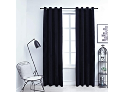 Vidaxl Cortinas Blackout Com Argolas 2 Pcs 140x225 Cm Veludo Preto