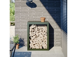 Vidaxl Suporte Para Lenha 60x40x80 Cm Aço Verde