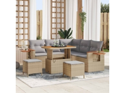 Vidaxl Conjunto De Sofá De Jardim 8 Unid. Bege Vime Pe