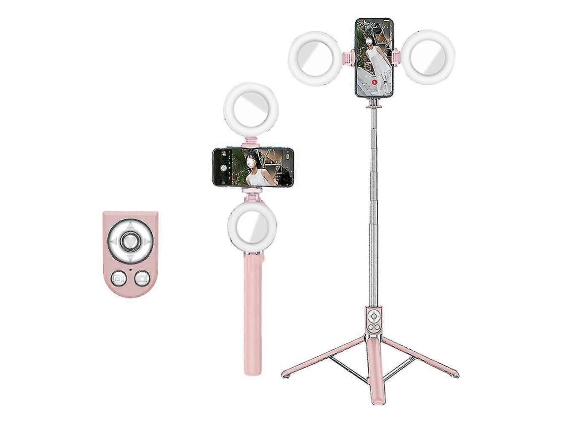 Lurelia Tripé Para Selfie Bluetooth, Com Controlo Remoto, Com Luz Led, Extensível, Rotação 360°, Para Telemóvel, Rosa