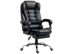 Cadeira de Escritório Reclinável Cadeira Executiva Giratória com Altura Ajustável Estofada em Pu 64,5x69x109 117 Cm Preto