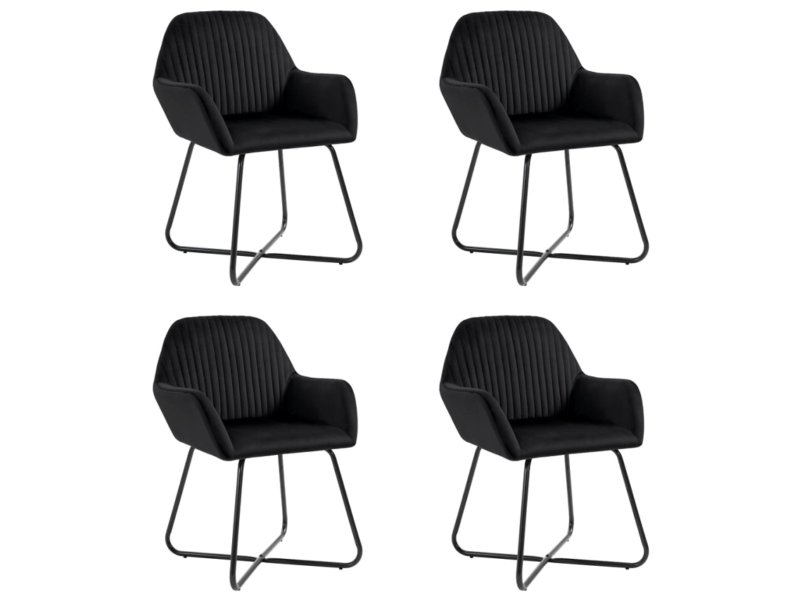 Vidaxl Cadeiras De Jantar 4 Pcs Veludo Preto