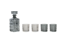 Conjunto De Copos Com Garrafa Casa Esprit Cinzento Cristal Urbana 900 Ml