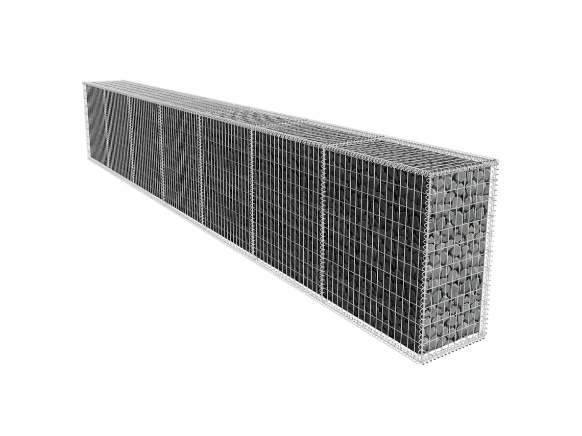 Vidaxl Muro Gabião Com Tampa Aço Galvanizado 600x50x100 Cm