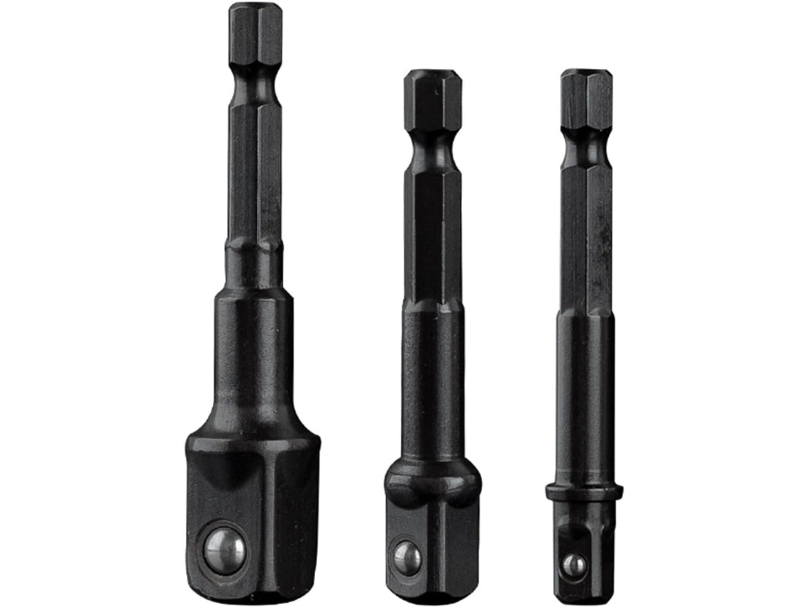 Conjunto De 3 Peças Adaptadores Soquete Aço Para Chave Extensão Com Encaixe Hexagonal Brocas