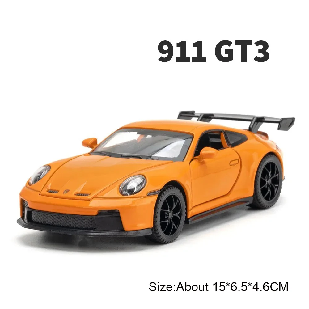 (911gt3 Laranja) Miniatura De Carro Esportivo Em Escala 1:32, Com Portas Que Abrem E Efeitos De Som E Luz.