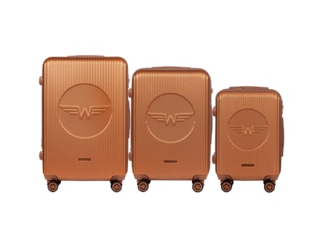 Conjunto De Bagagem Wings Swallow 3.0 De 3 Peças Marrom, Abs Capa Rígida