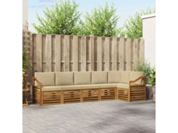 Vidaxl Conjunto De Sofá Sectional Com Almofada 6 Pcs Natural E Bege