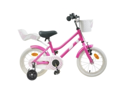 Vidaxl Bicicleta Infantil 14 Polegadas Para 3 A 5 Anos Rosa Escuro