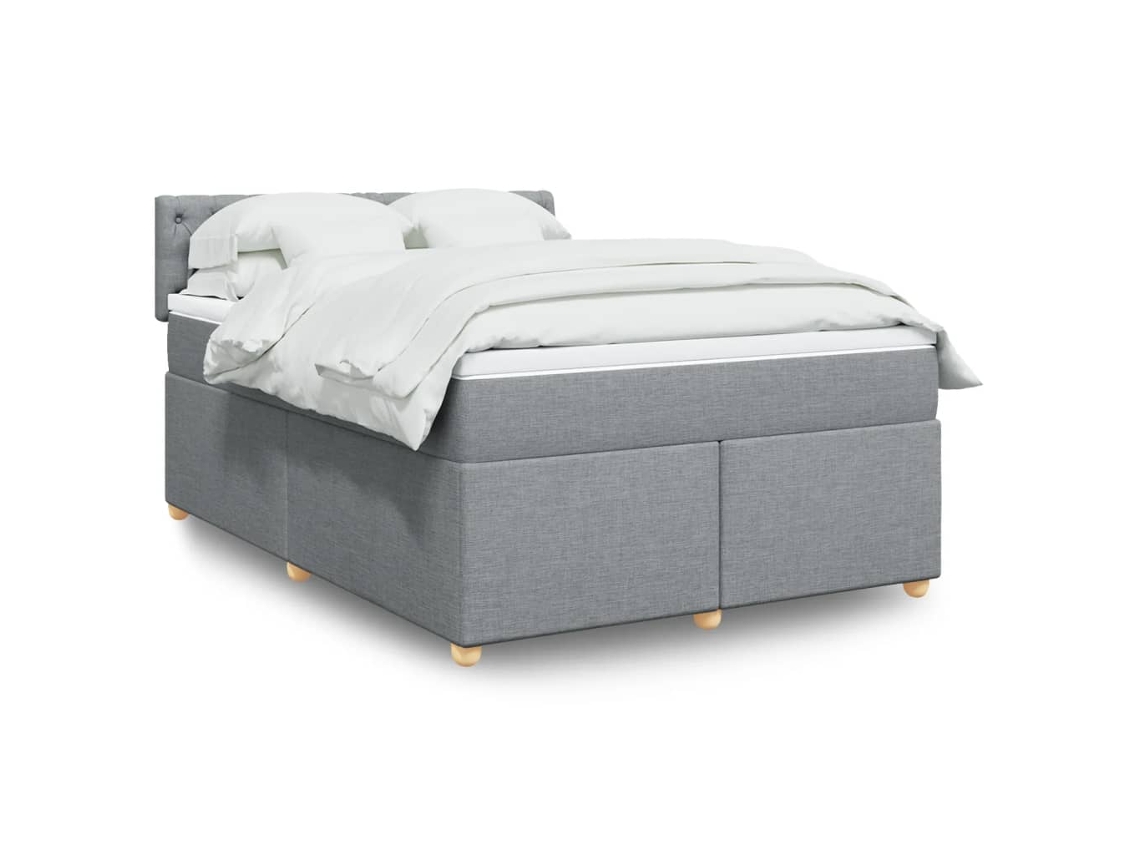 Vidaxl Cama Com Molas/colchão 160x200 Cm Tecido Cinzento-claro