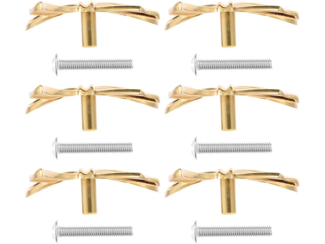 Puxadores De Gaveta Happyyami Em Latão Com Laço, Elegantes E Com Design De Gravata Borboleta, Conjunto De 6 Peças Com