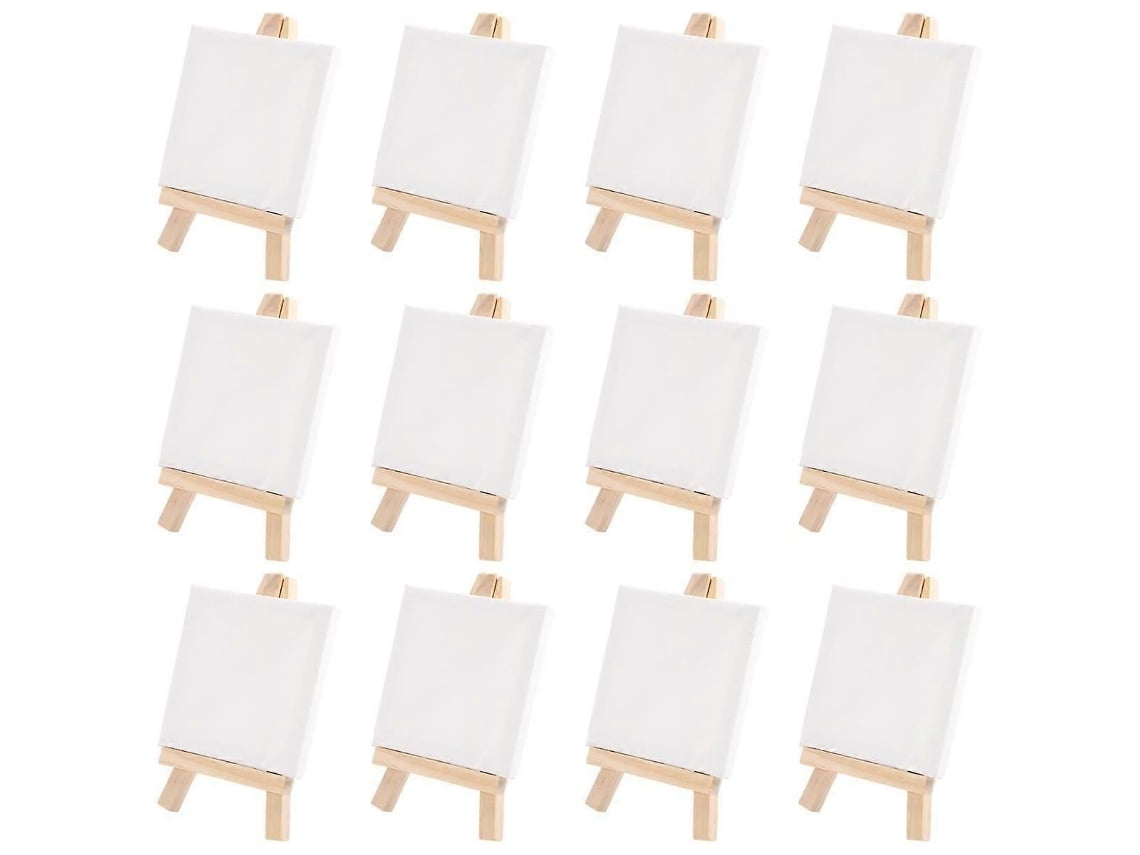 Kit De Pintura Com 12 Mini Telas De 3x3 Polegadas E 12 Mini Cavaletes De 5 Polegadas-sdcy