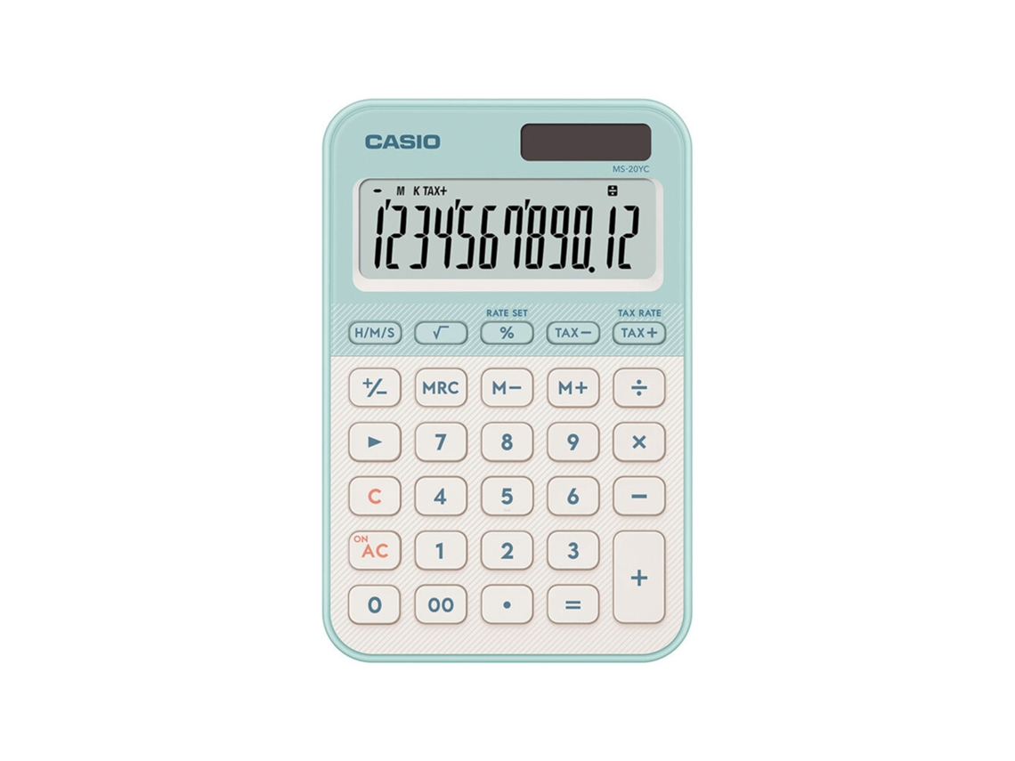 Calculadora de Secretária  CASIO My Style Ms-20yc, 12 Dígitos, Verde Claro