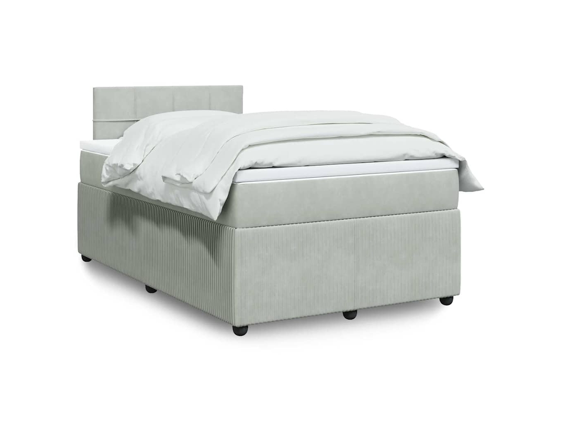 Vidaxl Cama Boxspring C/ Colchão 120x200 Cm Veludo Cinzento-claro