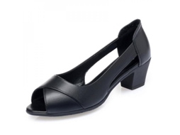 2026 sandálias de Couro para Mulher com Salto Quadrado Médio, Sapatos Confortáveis de Verão, Tipo Gladiador Hajink Cuarenta Negro 5cm