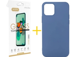 Kit Capa e Película Vidro 1X  iPhone 11 Pro Max Accetel Silicone Azul