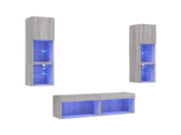 Tv Wall Unit, Tv Wall Units Vidaxl Cinzeto Madeira Processada (n/a)