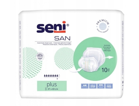 Seni San Plus Anatomical Incontinence Pads, 10 Pieces Tzmo