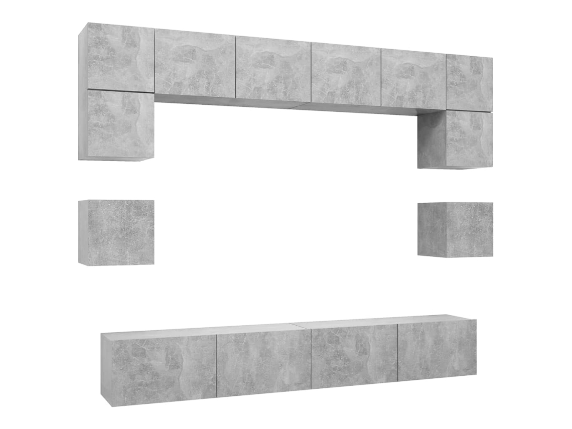 Tv Cabinet Set, Tv Cabinet Sets Vidaxl Cinzeto Madeira Processada (n/a)