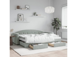 Vidaxl Sofá-cama C/ Gavetão E Gavetas 80x200 Cm Veludo Cinzento-claro