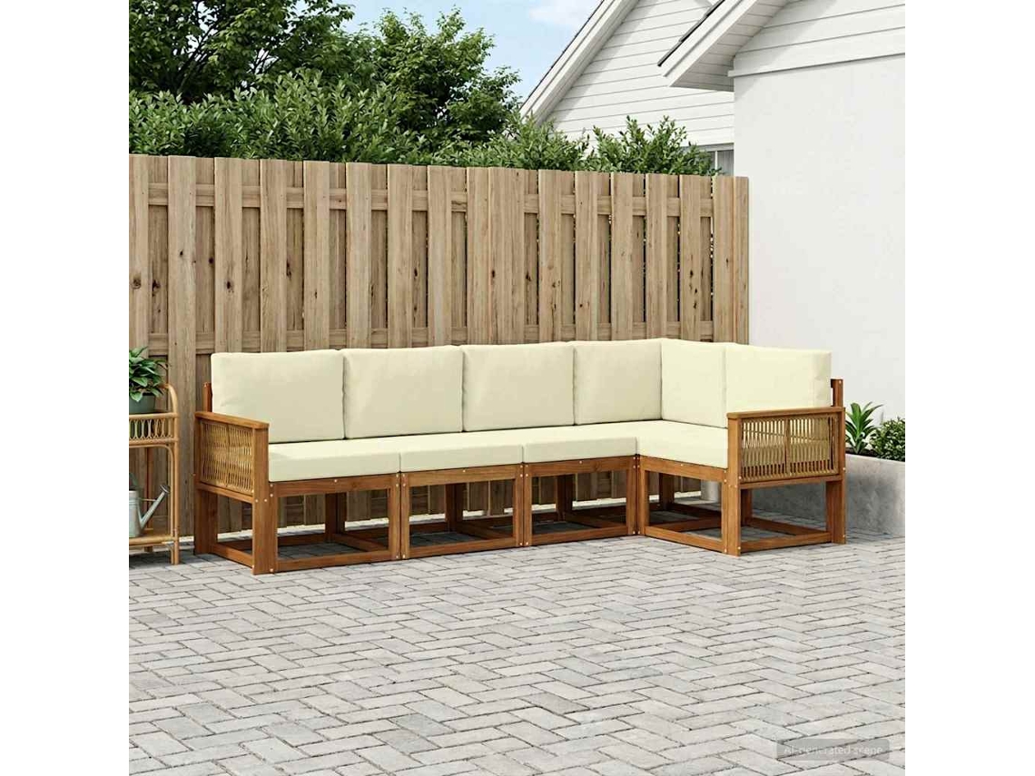 Vidaxl Conjunto De Sofás Para Exterior 7 Unid. Natural E Creme
