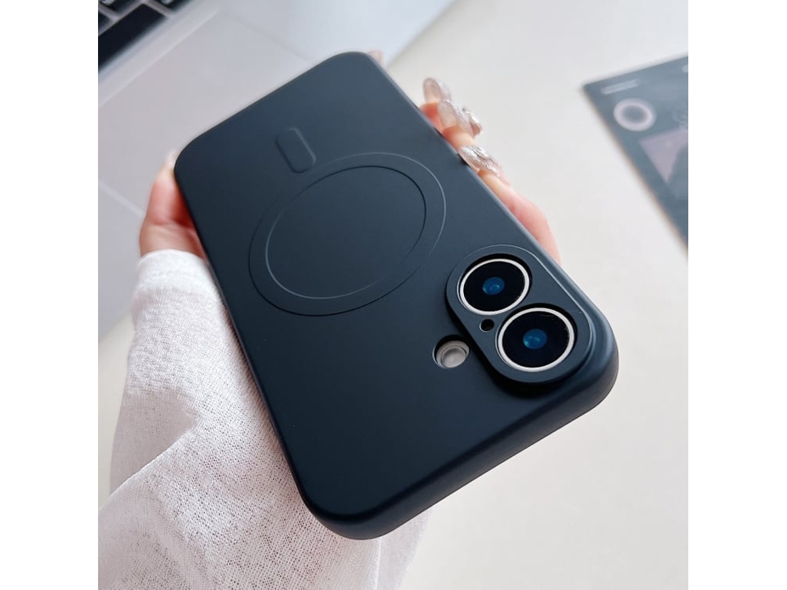 Capa Magsafe Para Iphone 16 - Silicone Líquido Com Cor Sólida | Magnética - Preta