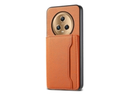 Capa Para Celular Honor Magic5 Com Textura De Bezerro, Design De Bolsa Para Cartas E Cobertura Total.
