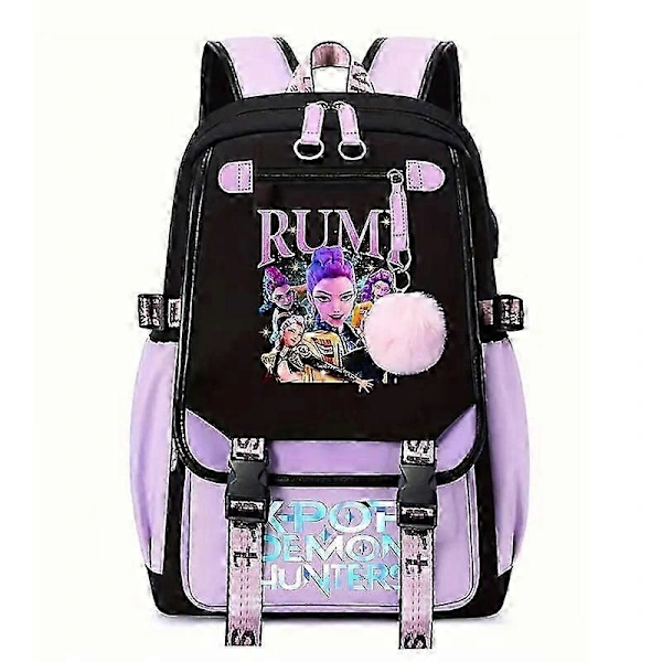 Mochila Escolar Anime K, Pop Caçadores de Demônios, Bolsa Fofa de Desenho Animado para Estudantes B BRILVIBERA